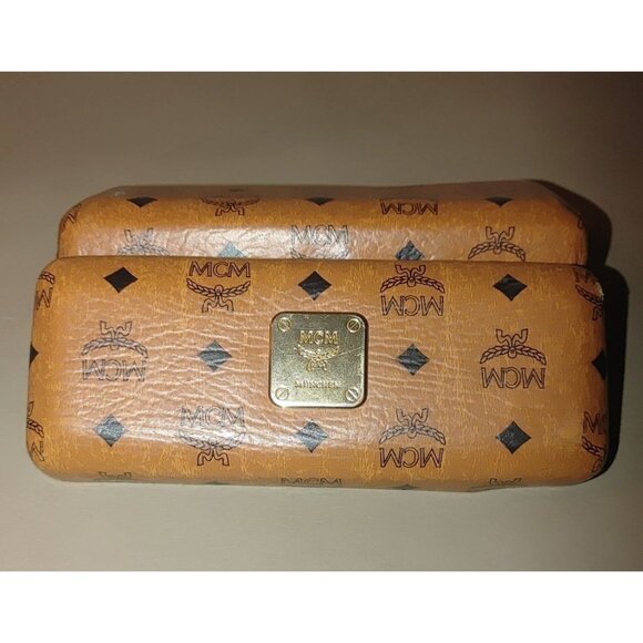 Munchen Vintage MCM Camel Brown Monogram Eyeglass Case Hard Shell 6x3x2 Leather - Picture 2 of 15